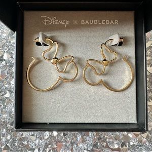 DISNEY X BaubleBar Gold Minnie Mouse Hoop Earrings